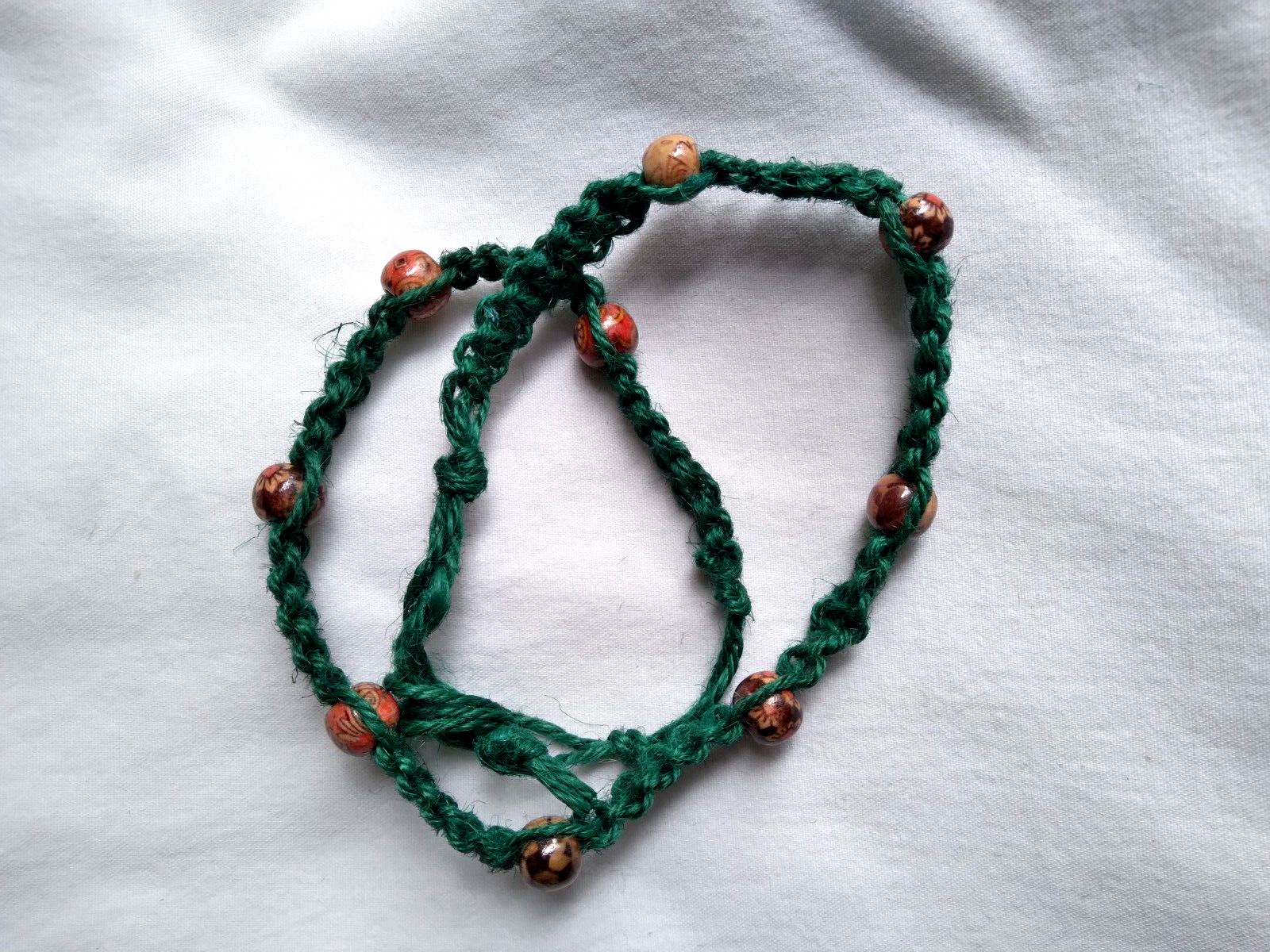 SURFER Beaded HEMP NECKLACE 22″ Unisex Macrame Boho Hippie US Seller New