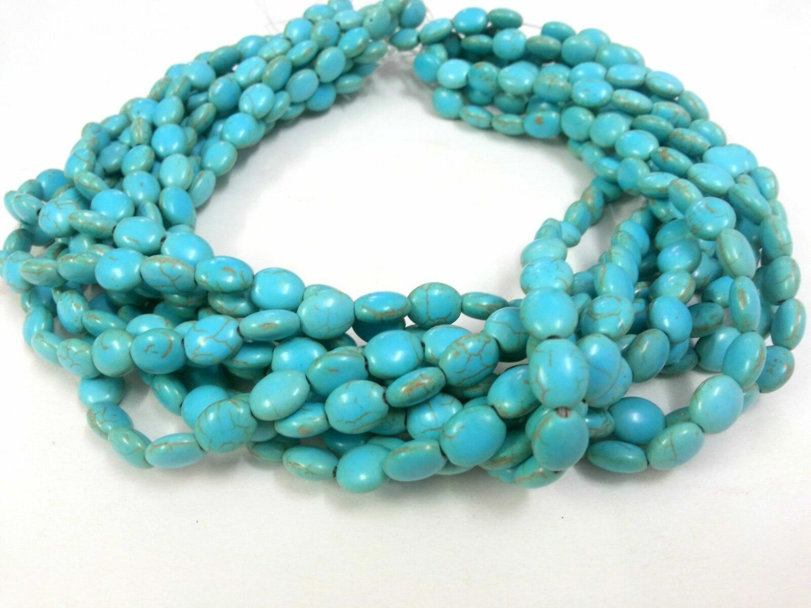 Turquoise Howlite Oval 8x10mm Smooth Beads 13″Inch 1 Strands