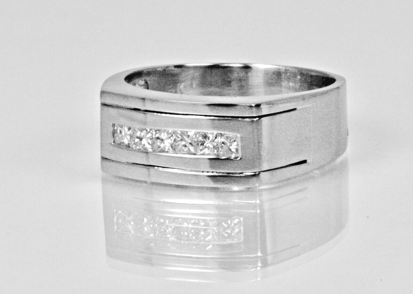 .50ctw Princess Cut Diamond Cluster Set Men’s Band Ring 14K White Gold Lot 4