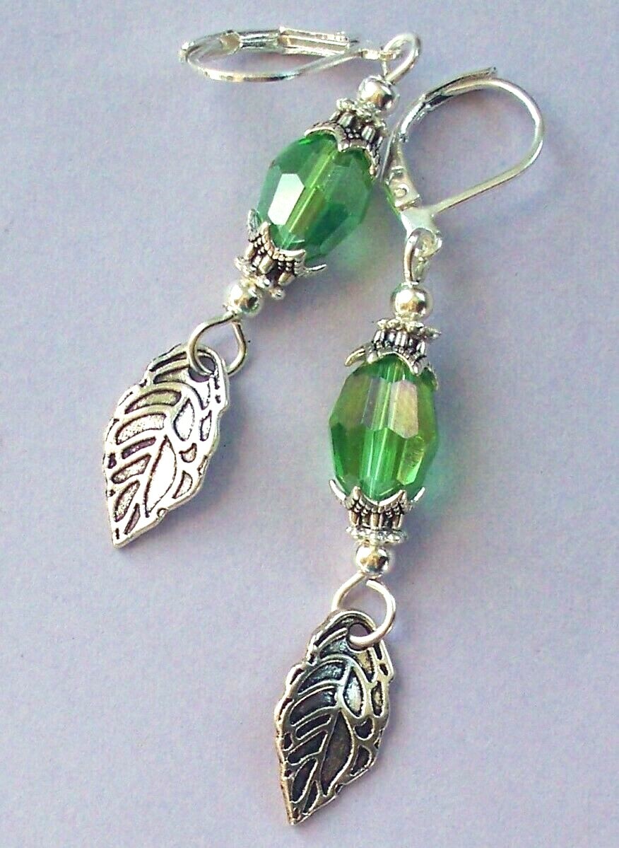FALLING LEAVES CRYSTAL dangles Lever back handcrafted YOU CHOOSE