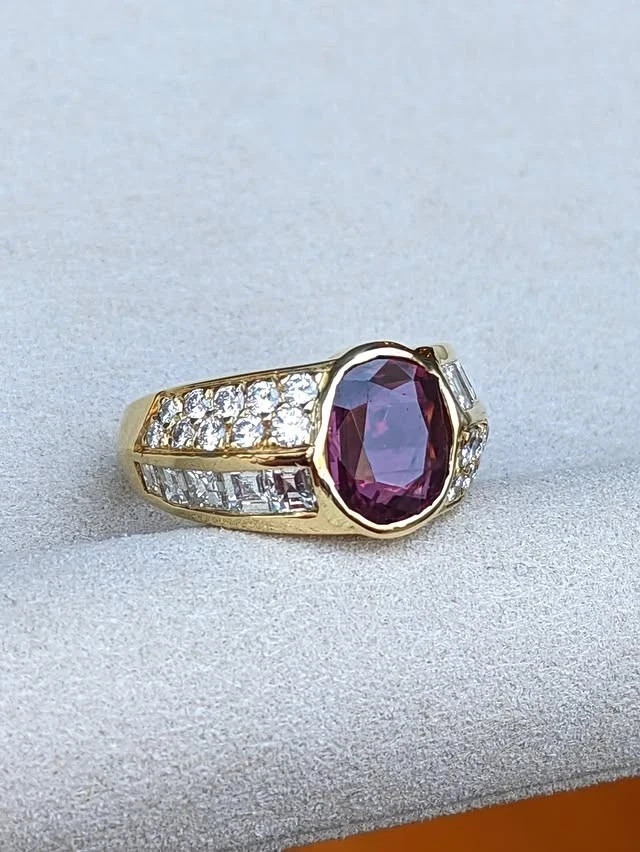 6.80 Ct Oval Cut Natural Ruby & Diamond Wedding Ring 14K Yellow Gold