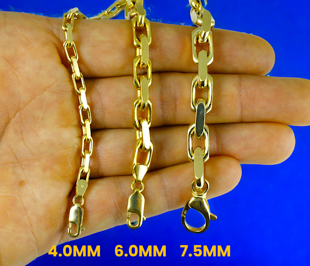 14K Yellow Gold SOLID Rolo Cable Link Chain Necklace Real 1.5mm-7.5mm 16″-30″