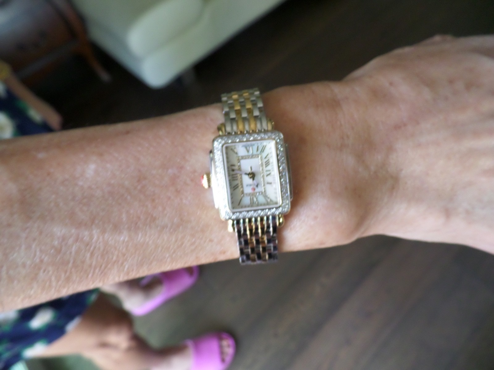 NEW Michele Deco Madison Mini Diamond Two Tone 18K Gold-Plated Watch $2495