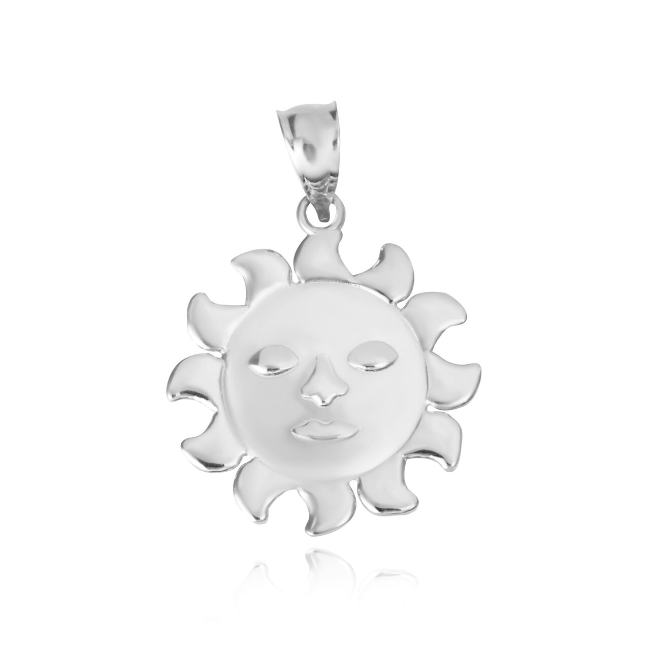 Gold Celestial Sun Face Pendant Necklace (Available in Yellow/Rose/White Gold)