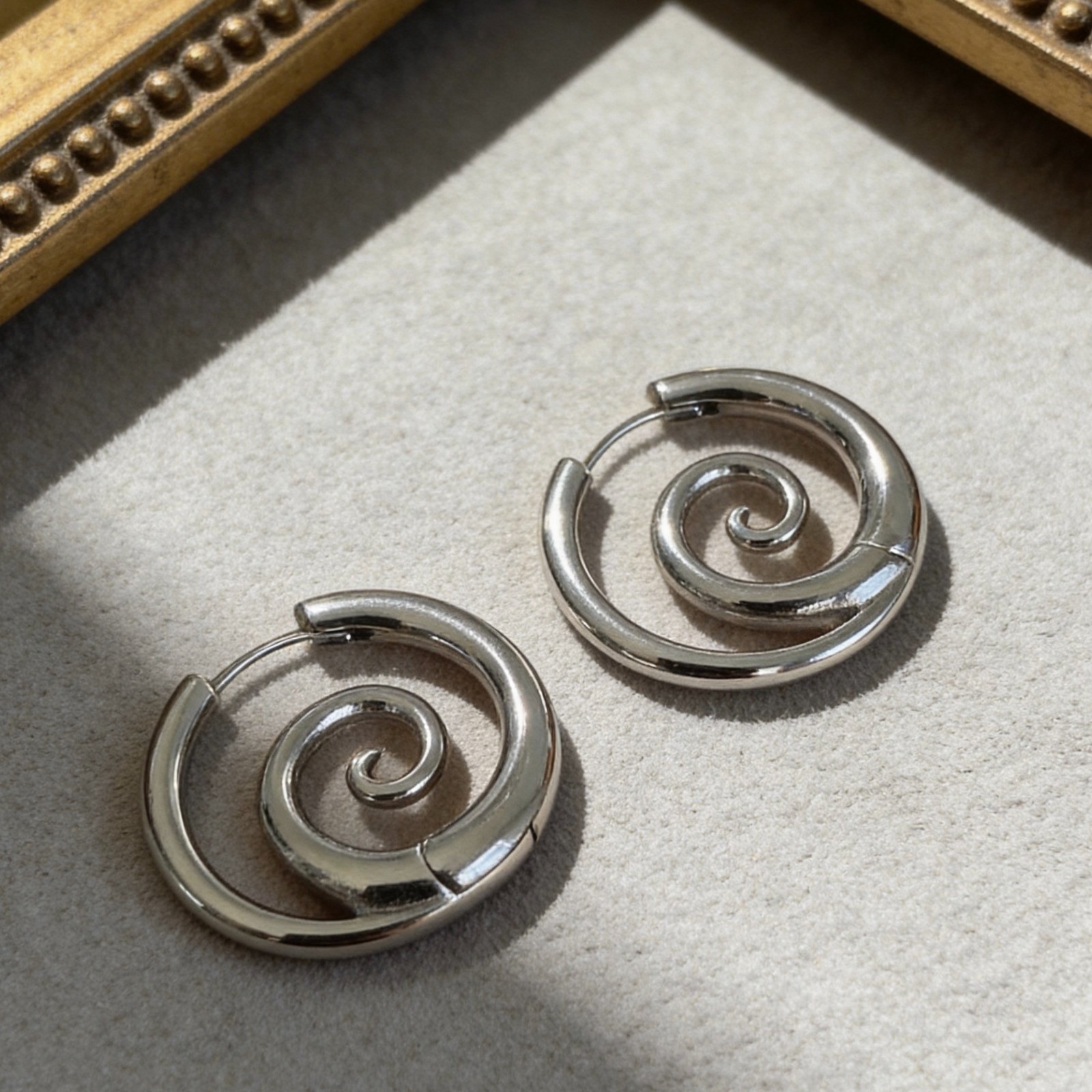 Silver Spiral Hoop Earrings