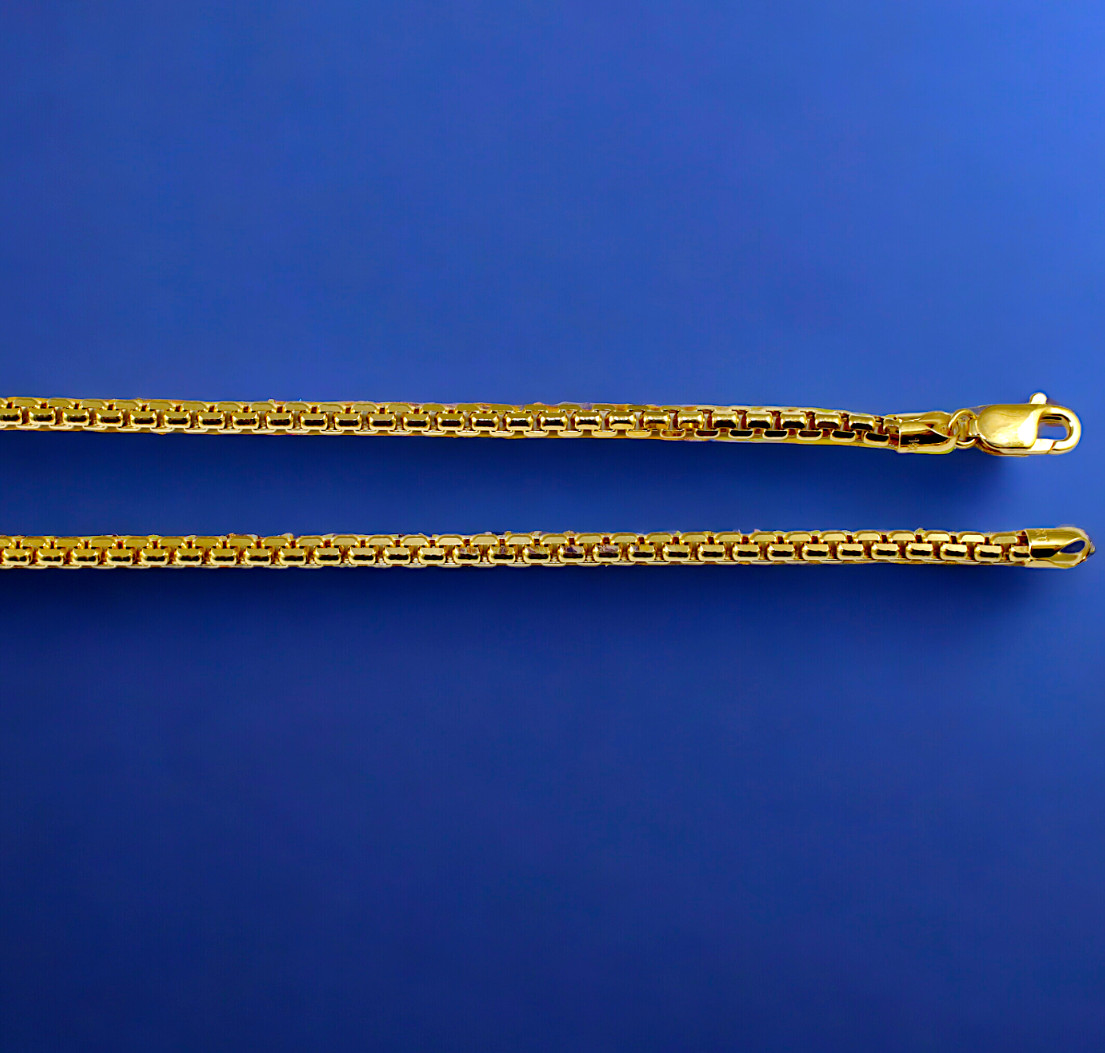 14K Yellow Gold 1.5mm-5mm Venetian Round Box Chain Necklace Real Gold 16″-30″