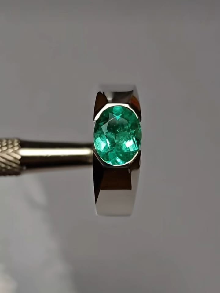 East-West Set 1.65Ct Lab-Created Emerald Solitaire Ring 14K White Gold Plated
