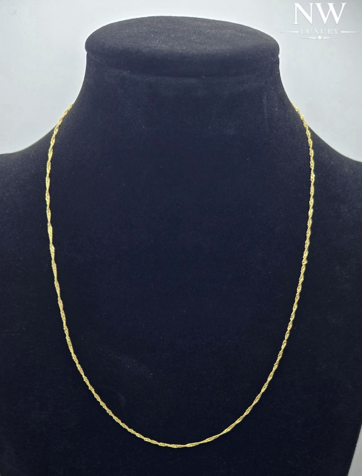 New Solid 10k Yellow Gold TWISTED SINGAPORE Necklace 18inch, 1.3mm, Italy