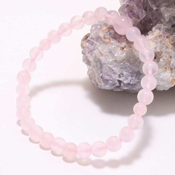 2025HOT 4mm Rose Quartz Dainty Women Healing Meditation Bracelet Gift For Family