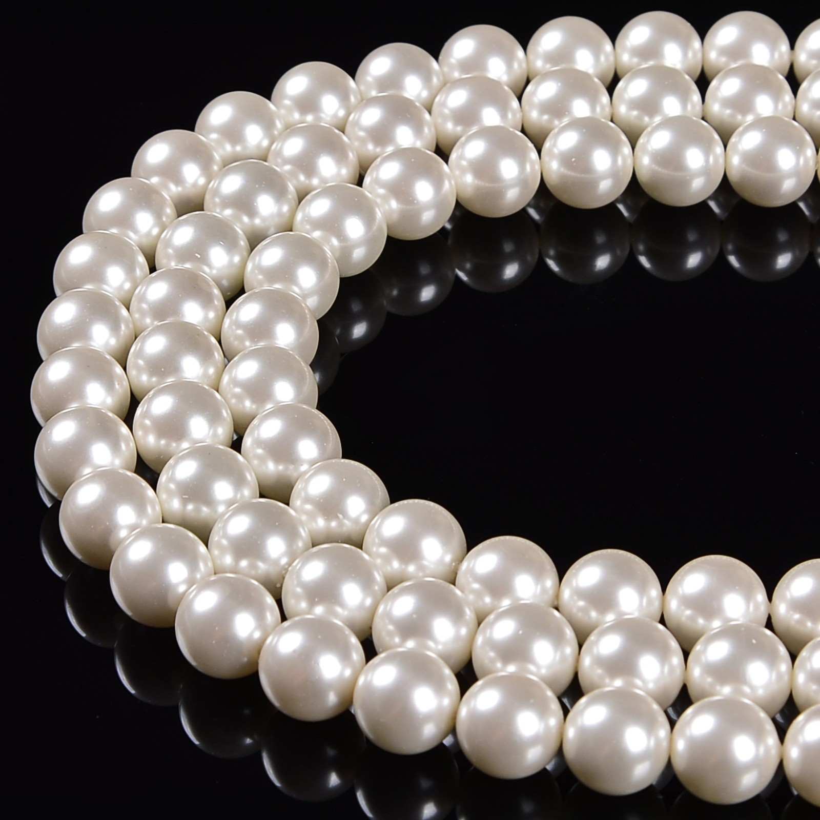 White Shell Pearl Smooth Round Beads 3mm 4mm 6mm 8mm 10mm 12mm 15.5″ Strand