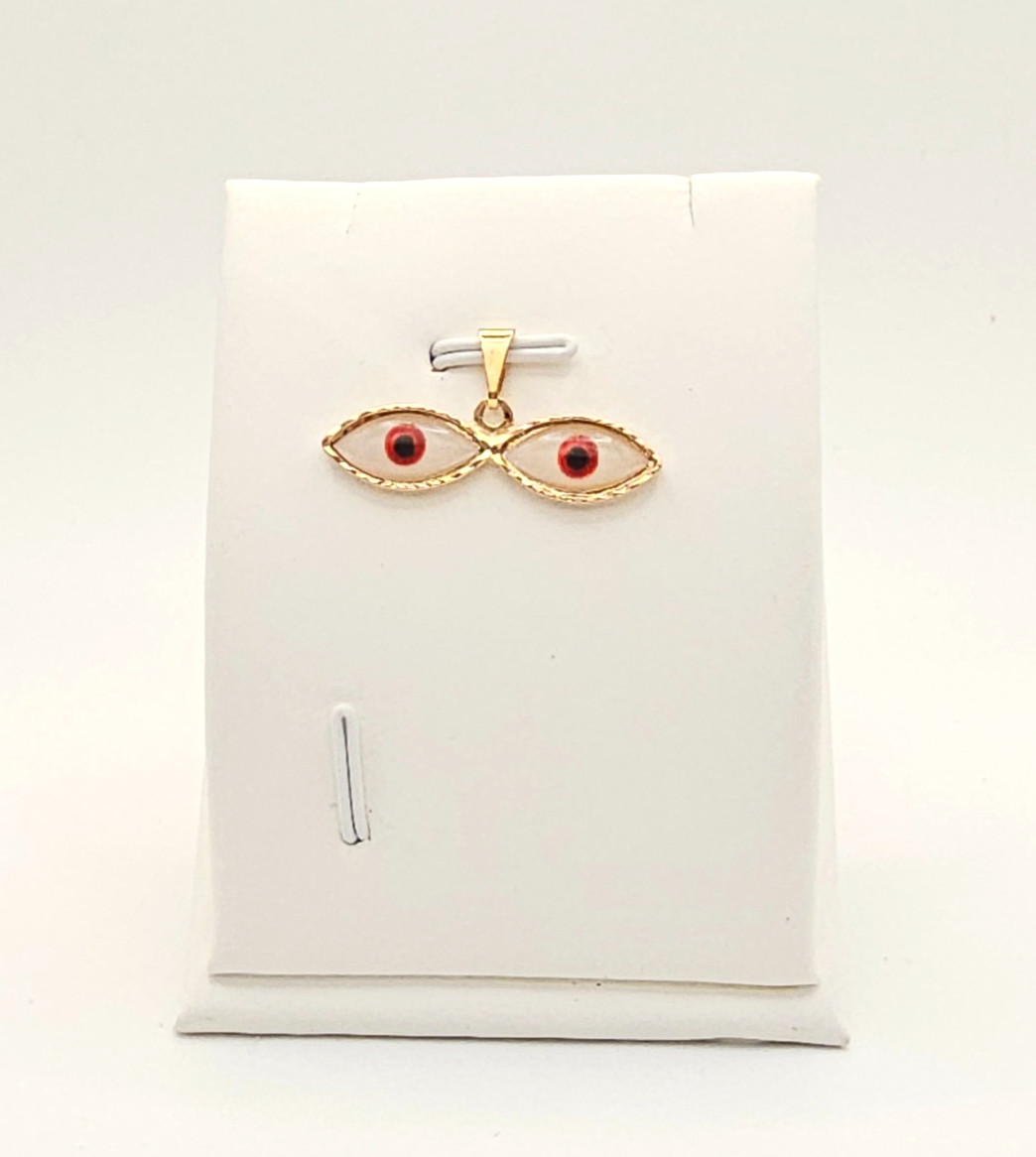 Charm Pendant Yellow Gold Filled Two Red Evil Eye 18k – Pendiente Ojo Turco