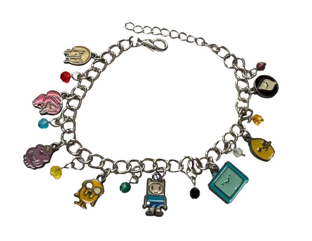 Adventure Time Cartoon Themed Charm Bracelet Lobster Clasp Chain Adult Size