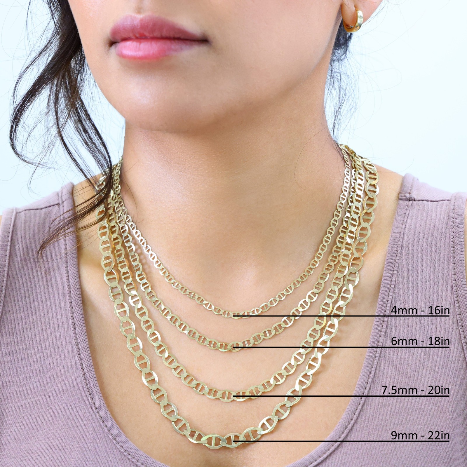 14K Yellow Gold Solid 2mm-7.5mm Mariner Anchor Chain Necklace Bracelet 7″- 30″