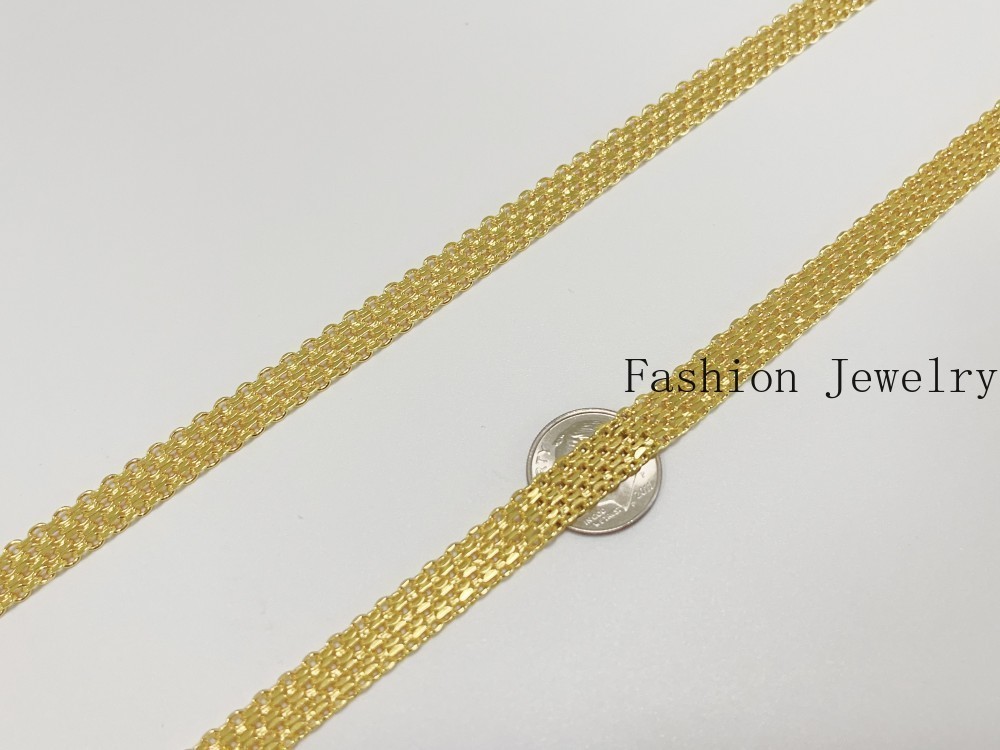 Solid 18K Yellow Gold Bohemian Multi Layer Wide Necklace Chain Gift 8mm 20inch