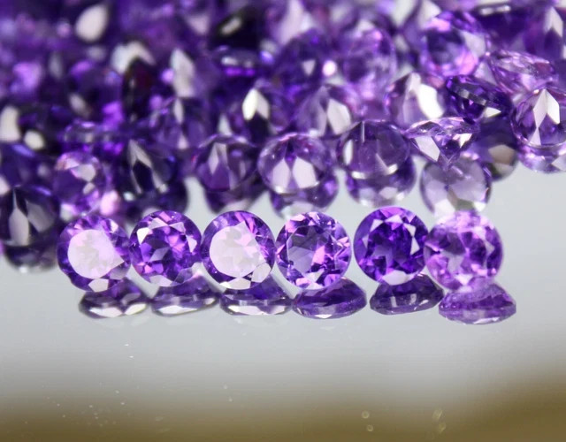 5MM Round Cut Lab Created Amethyst Loose Stone 2 Pcs Lot For Pendant/Earring