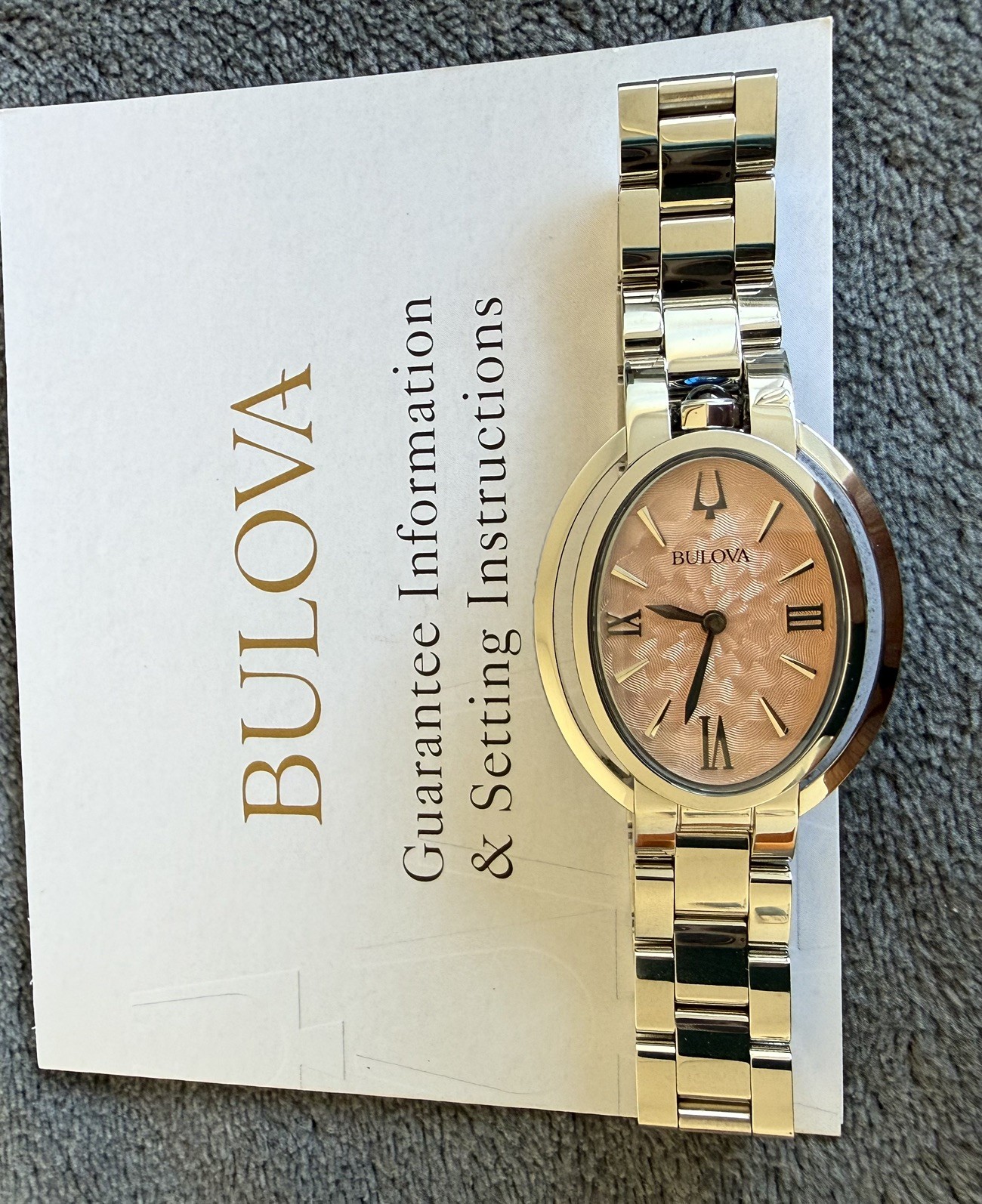 Bulova 96L331 Rubaiyat Oval Pink Dial Stainless Steel Bracelet Women’s Watch