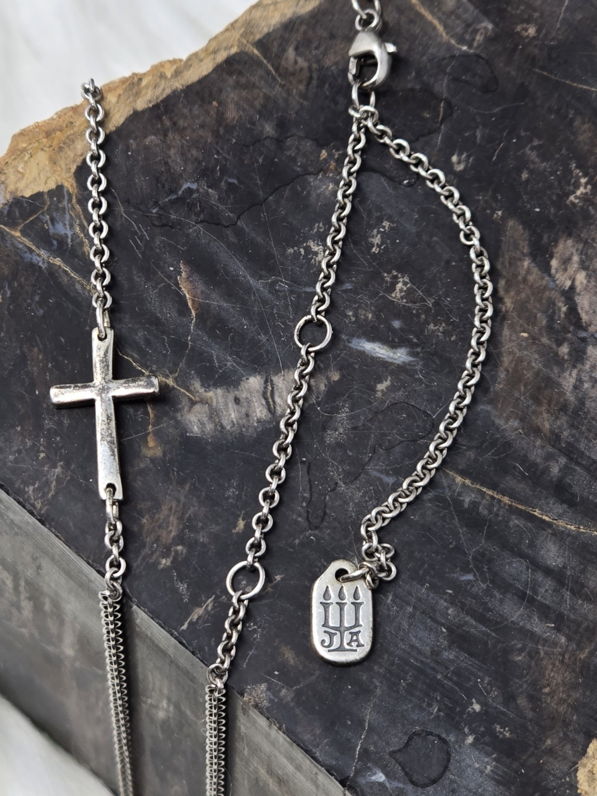 James Avery 925 Silver Adjustable Horizon Cross Necklace 23″