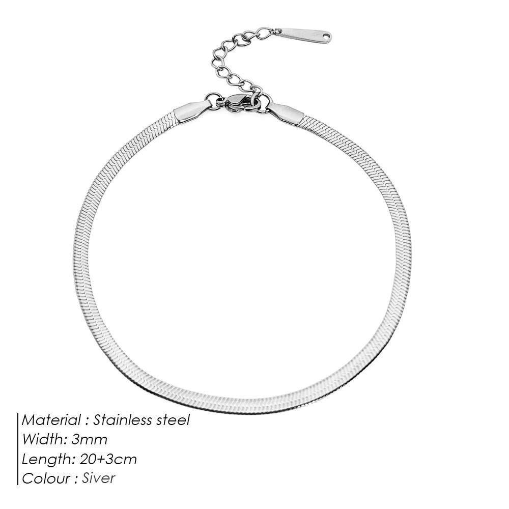 Emanco 4MM Snake Chain Anklet Womens/Girls Beach Chain Stainless Steel Anklet Gi