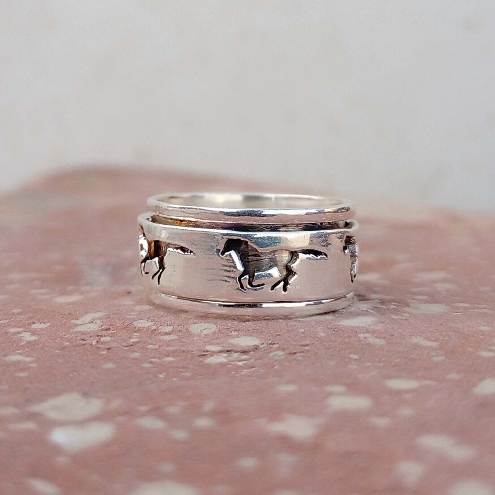 Horse Spinner Ring 925 Sterling Silver Handmade Jewelry Band Ring All Size SR614