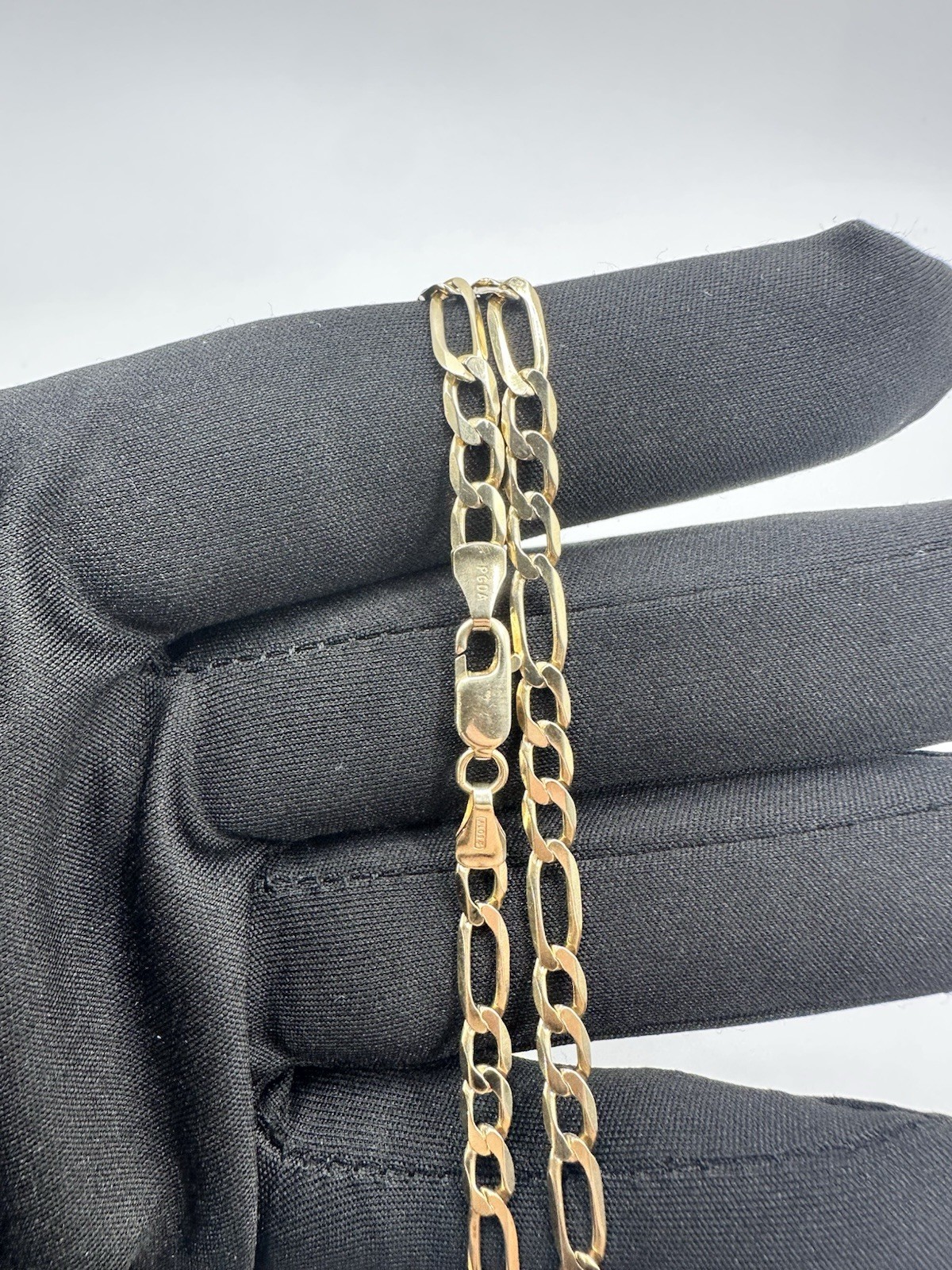 4.2mm Solid Figaro Link Chain Necklace 10k Italy Yellow Gold 10.6 Grams 23.5”
