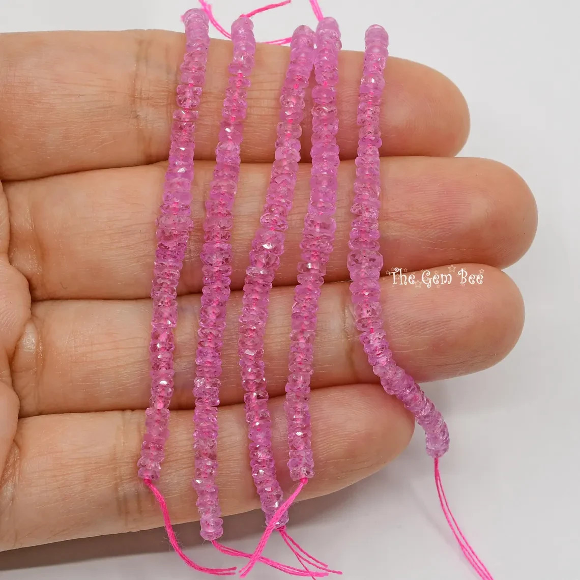 3mm-4.2mm Transparent Natural Cherry Blossom Pink Sapphire Faceted Rondelle 2.5″