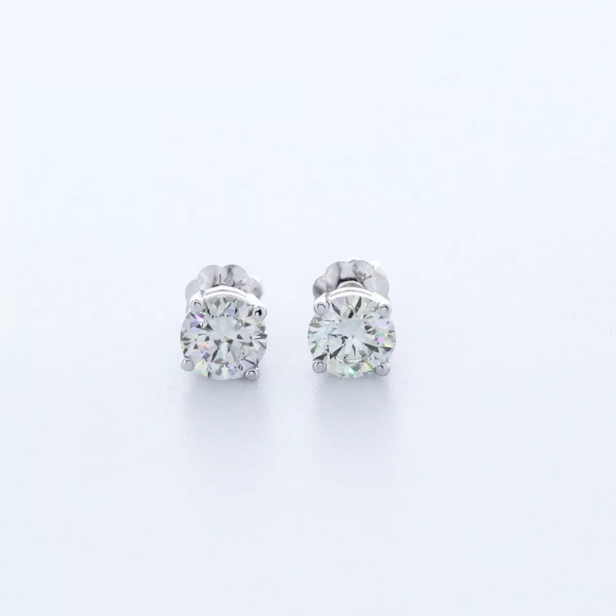 Solid 14K Yellow Gold Stud Earrings Classic 0.80 CT Round Natural Diamond G SI1