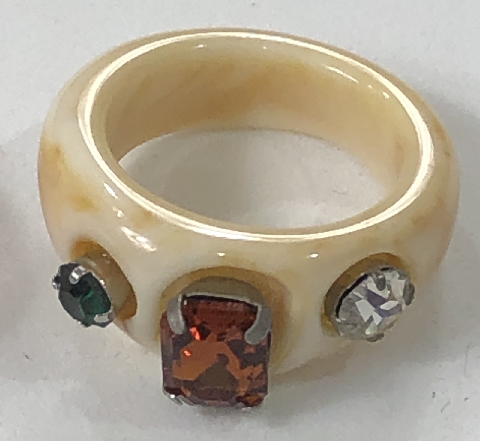 Acrylic Resin Ring Bling Rhinestone Set of 2 – Size 7
