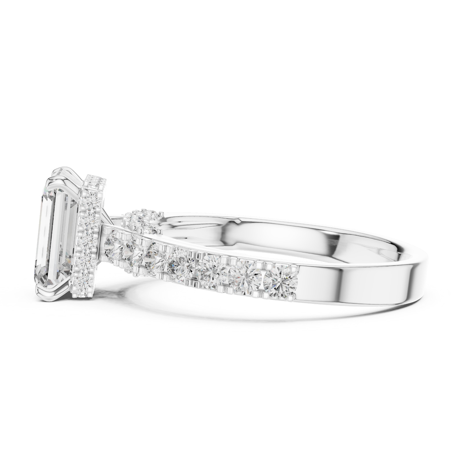 2.50 Ct Emerald Cut Natural Moissanite Engagement Halo Ring 925 Sterling Silver