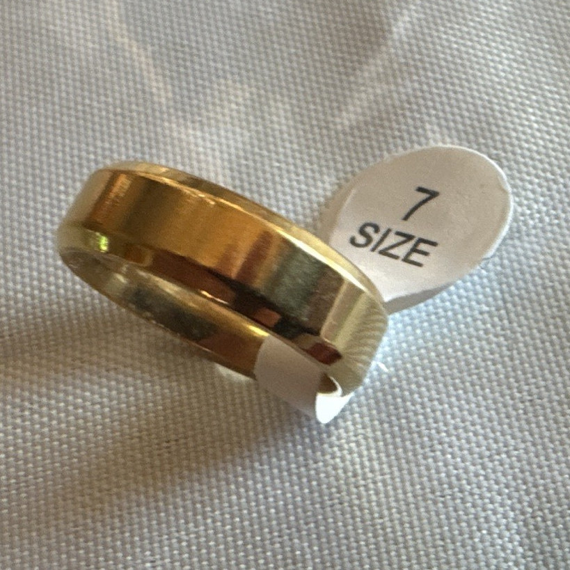 Yellow Gold Plated Plain Wedding/Anniversary Band Ring 7.25 Size 2mm