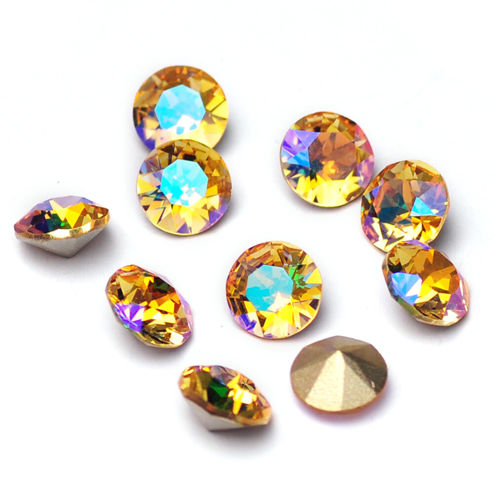 Diamond Round Cone Transparent Pointed Crystal Pointback Nail Art Rhinestone DIY