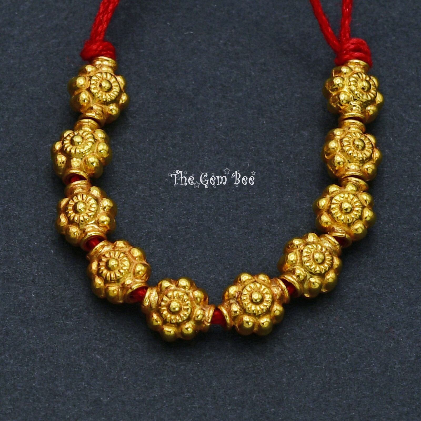 4.8mmx5.5mm 18k Solid Yellow Gold Fancy Flower Spacer Beads PAIR