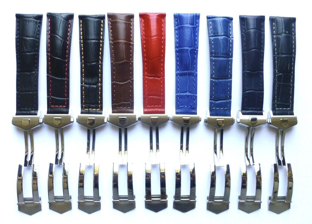 Genuine Leather Band strap with Deployment Clasp for Tag Heuer Monaco Carrera