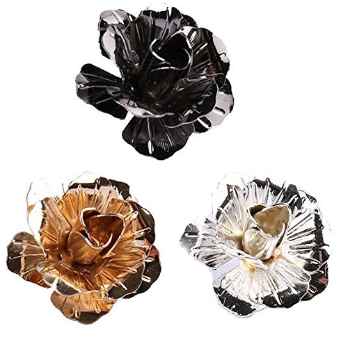 3pcs Men’s Brooch Pins Rose Flower Lapel Stick Brooch Pins Black/Gold/Sliver