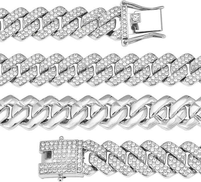 Cuban Link Chain Miami Necklace Iced Out Stainless Steel Plated High Quality
