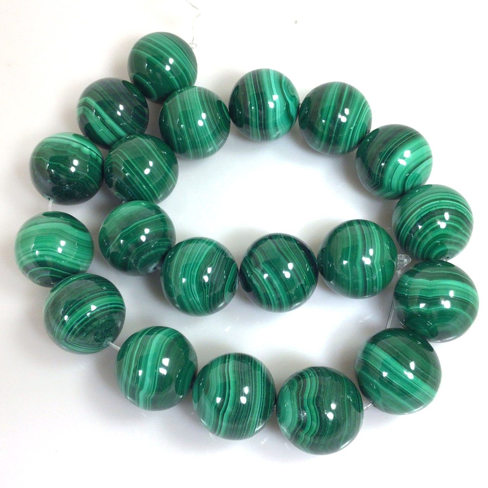 Grade AAA 20mm Natural Malachite Round Spacer Loose Beads Deep Green 15″ strands