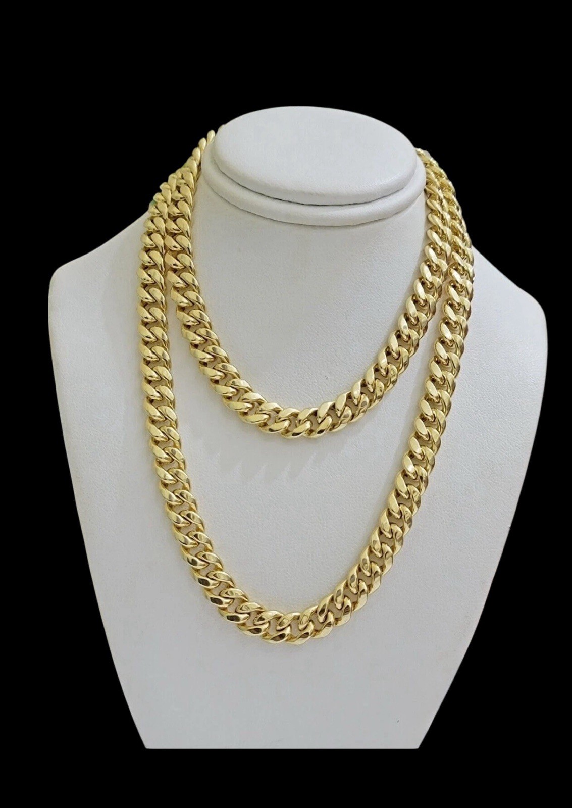 REAL 10k Yellow Gold 8mm Men’s Miami Cuban Link Chain 26″ Inch Necklace Box Lock