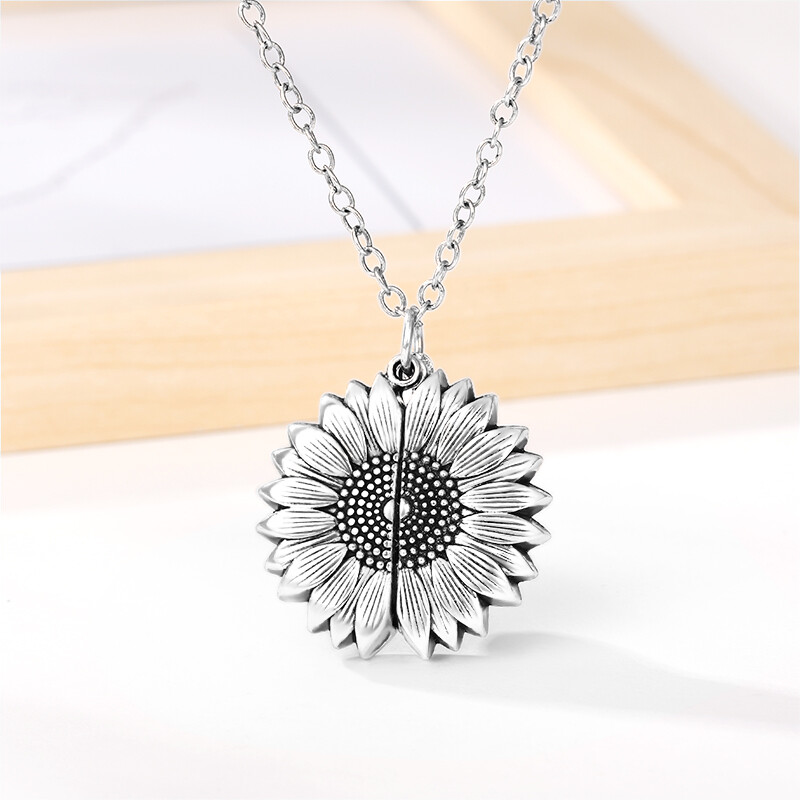 Silver Gold, You are my Sunshine Sunflower, Locket Pendant Necklace Jewelry Gift
