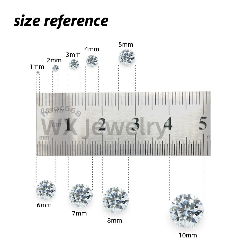 100pcs 0.7～25mm Round white Loose cubic zirconia AAAAA CZ stone Brilliant