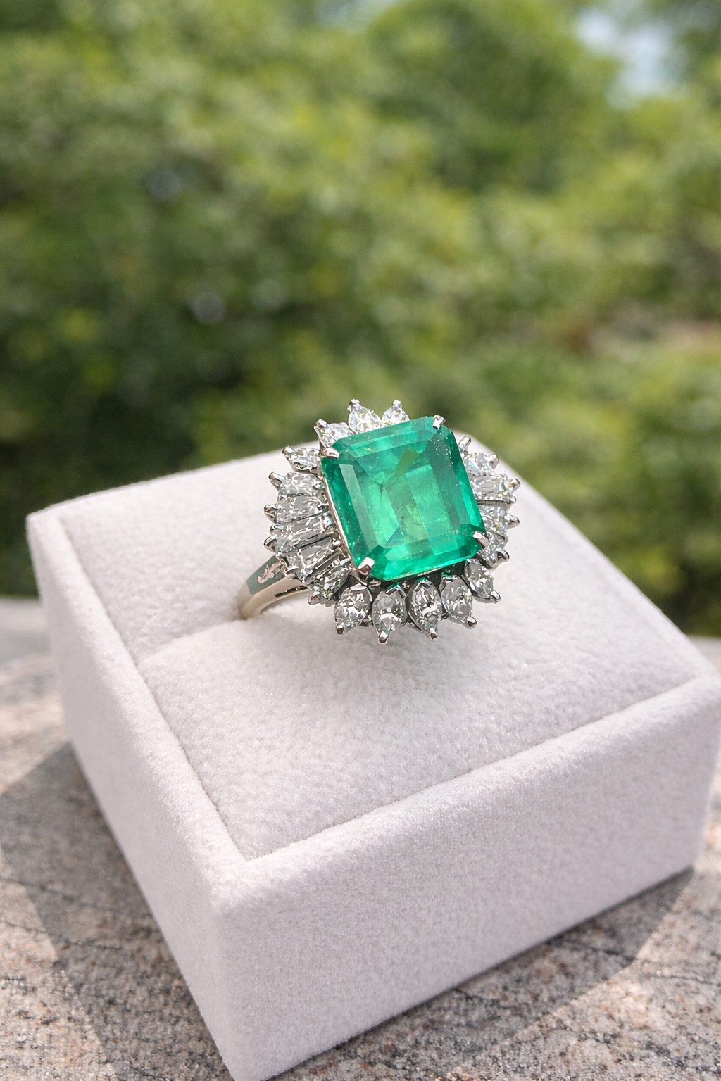 IGL Certified 4.50 Ct Natural Emerald & Diamond Wedding Gift Ring 14K White Gold