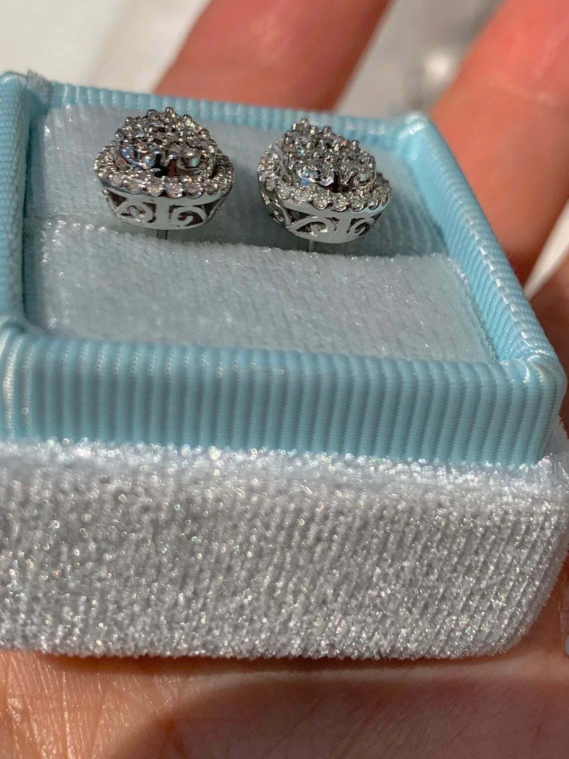 1.50Ct Lab Created Round Cut Diamond Pear Stud Earrings 14K White Gold Finish
