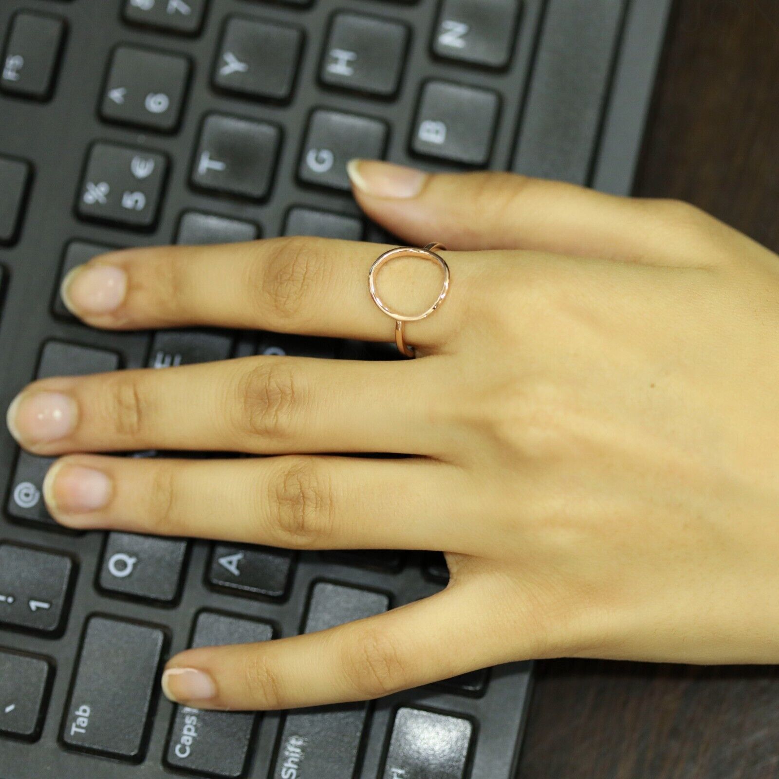 Solid Gold – 1.3 mm Thick Open Circle Ring Size -3 to 8 US