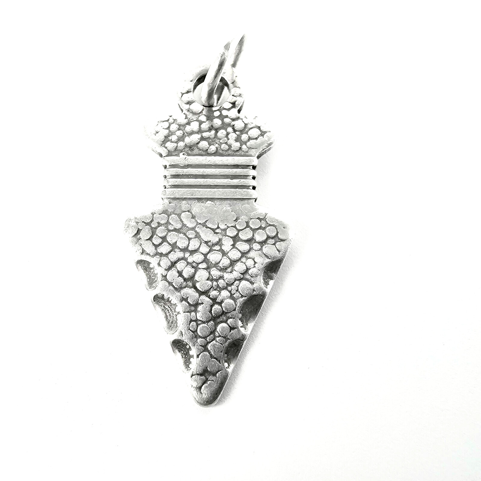 925 Solid Sterling Sliver 3D Arrowhead Charm, Textured Pendant