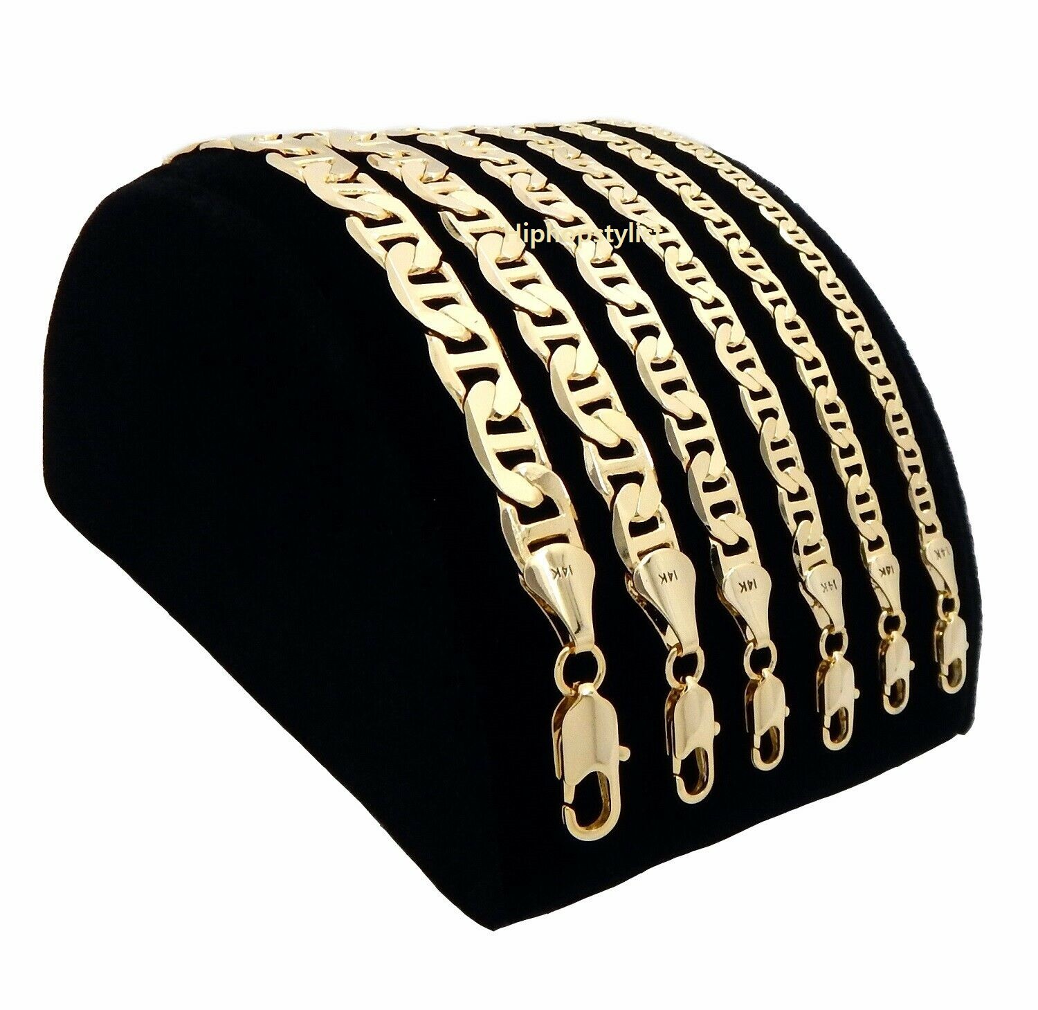 Mariner Anchor link Chain Necklace Bracelet 14k Gold Finish 3mm to 9mm wide