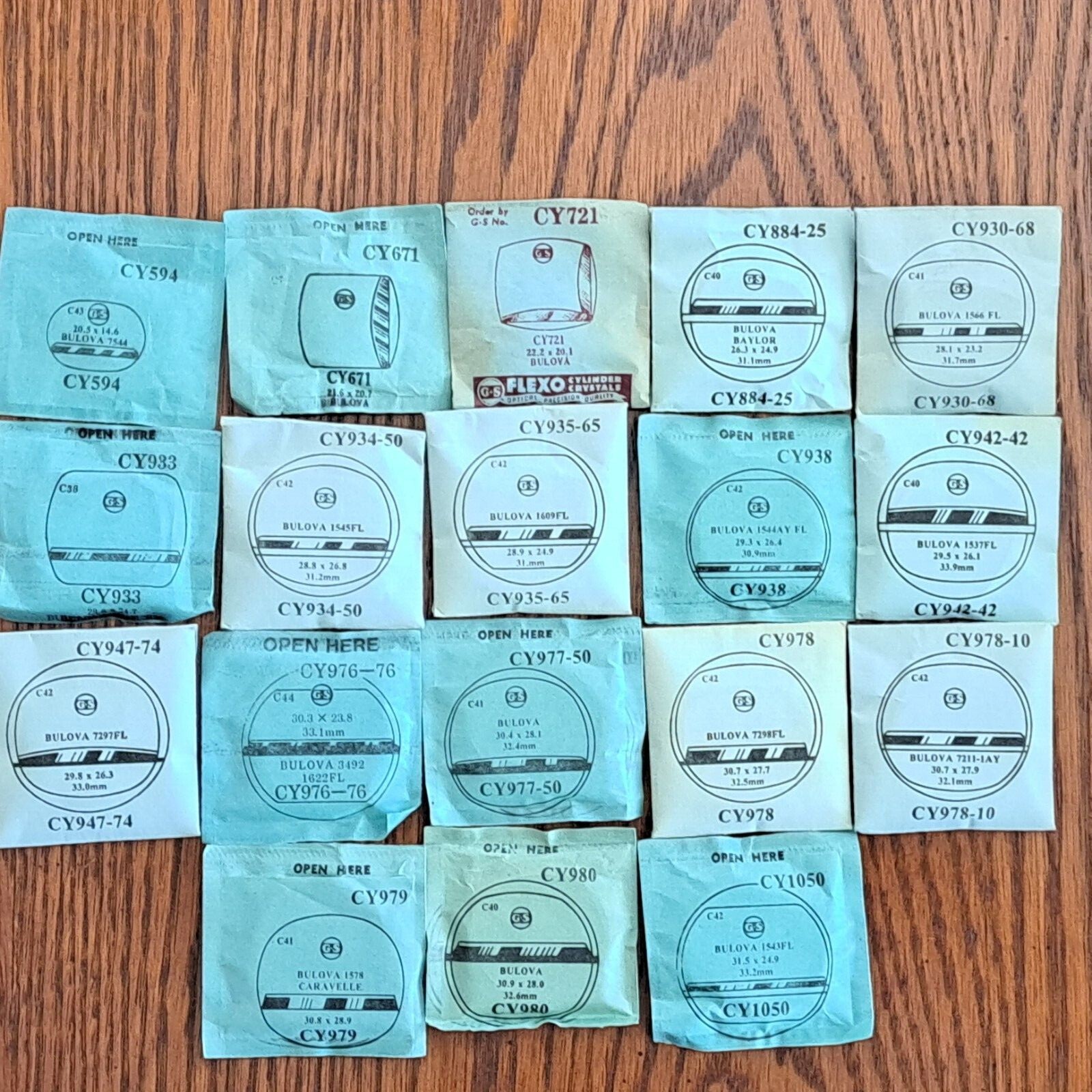 BULOVA watch crystals – GS Acrylic- MANY SIZES NOS -CY (BOWED SIDES FLAT BOTTOM)