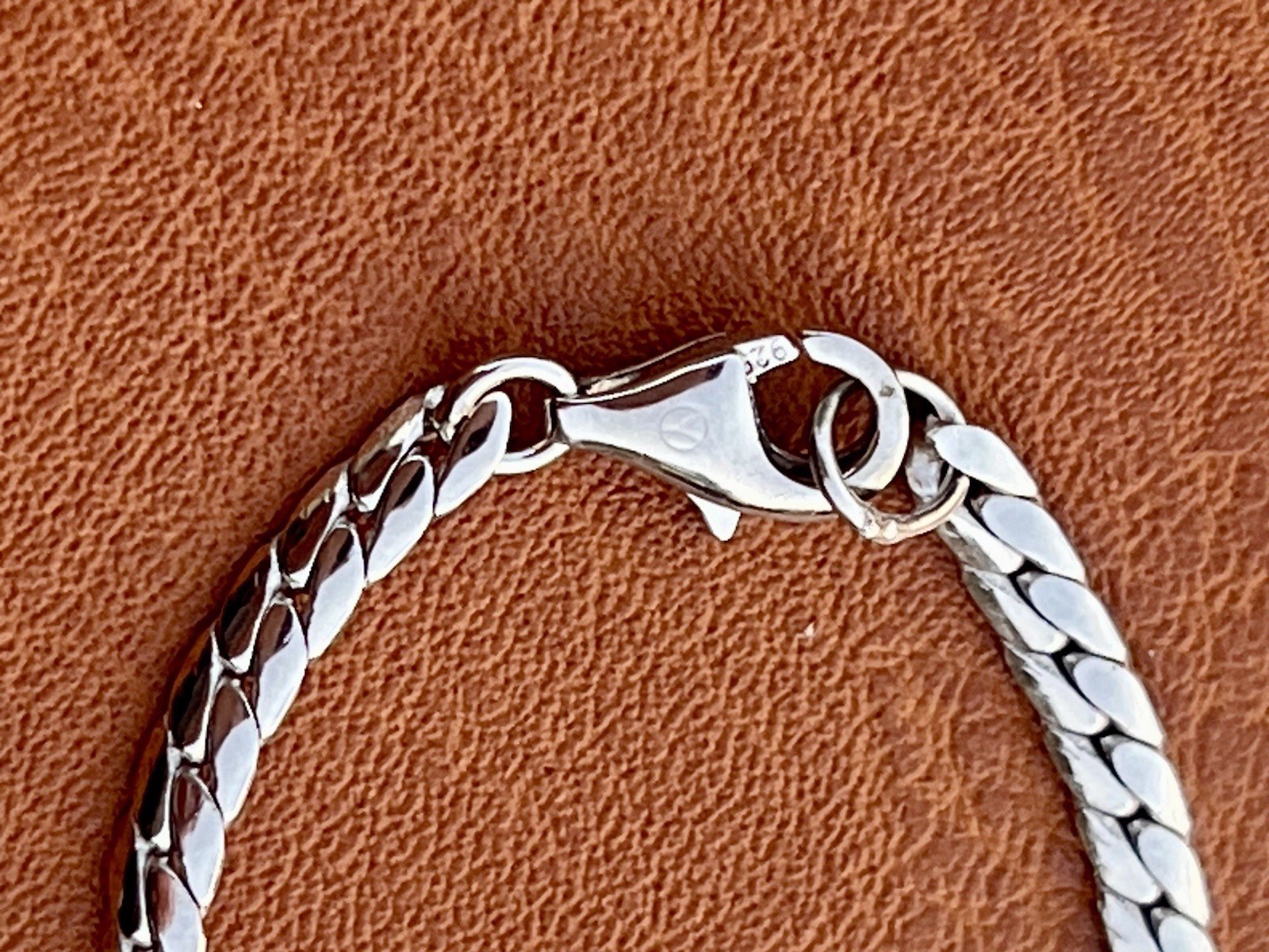 925 Sterling Sliver Snake Chain Black Spinal Necklace 16 in Signed Y