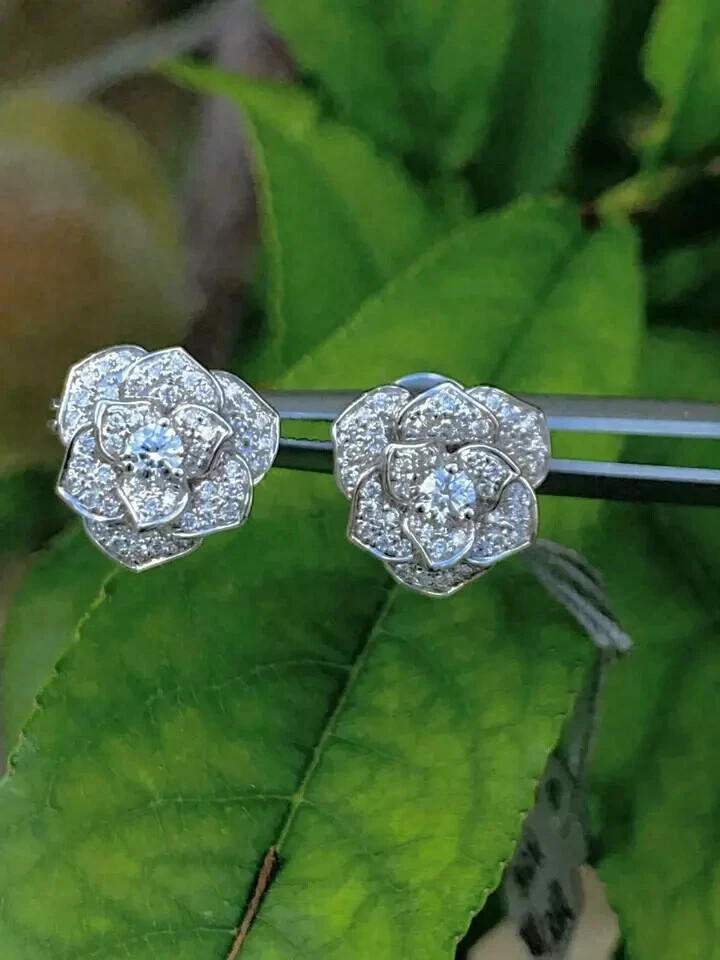 1.50 Ct Round Cut Lab Created Diamond Stud Earrings 14K White Gold Finish