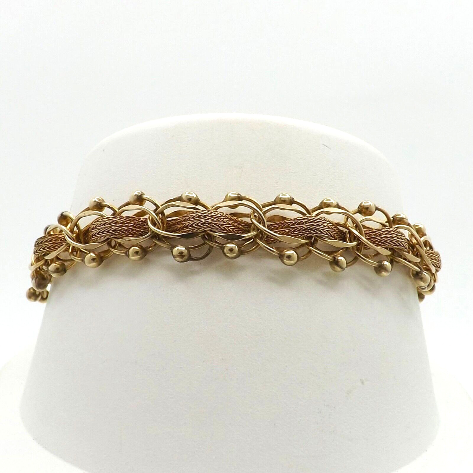 12k Gold Filled American Charm Mesh Sputnik Bracelet 7in Vintage 12gr