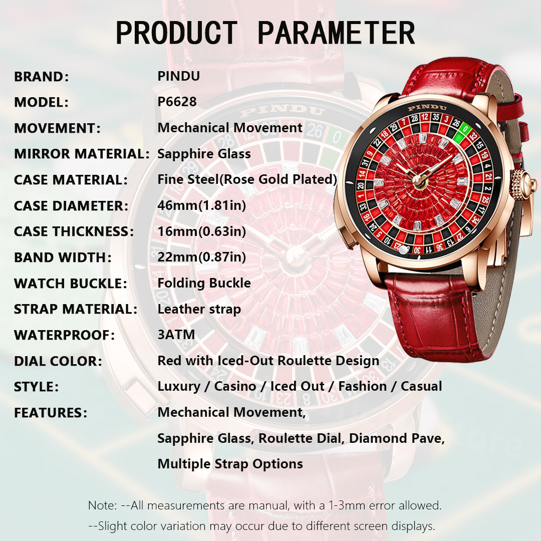 2025 PINDU Men’s automatic mechanical watches roulette button business luxury