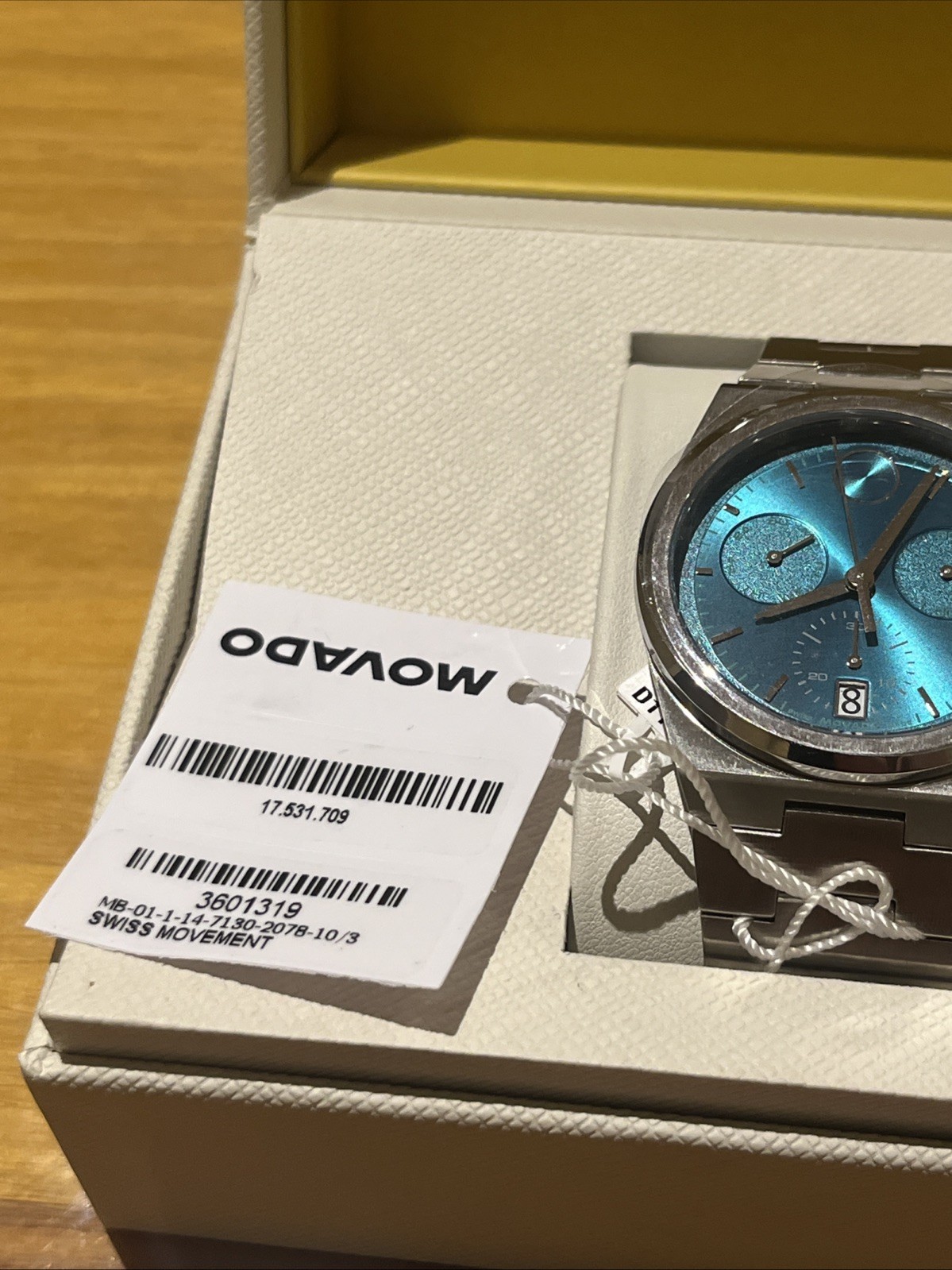 Movado Tachymeter Chronograph Green Dial Silver Tone Men’s Watch Brand New -rare