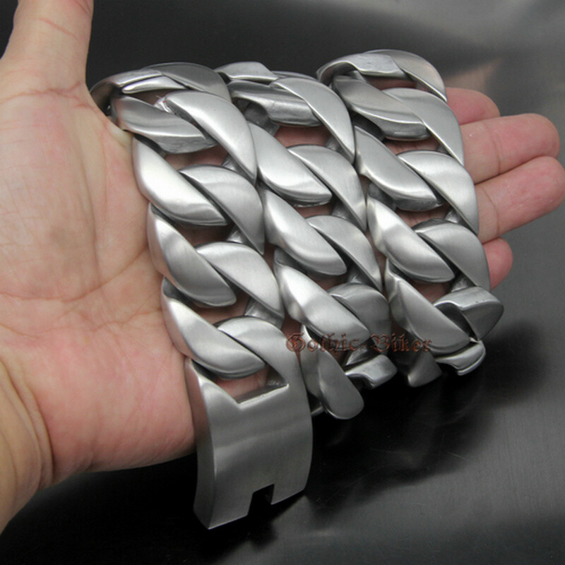 Super Heavy 31mm Wide Men Brushed Cuban Curb Chain 316L Stainless Steel Bracelet